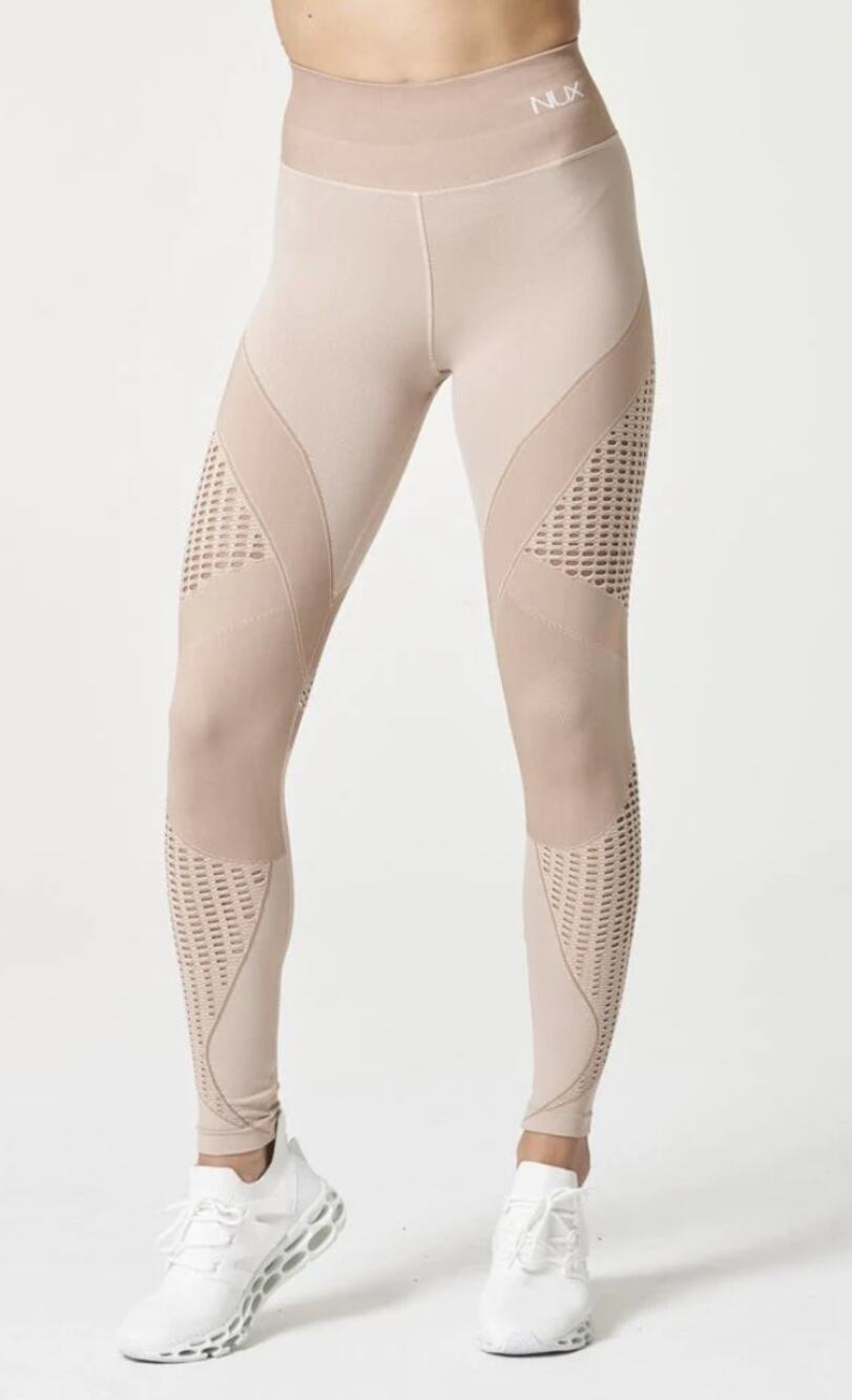 NUX Breathe Mesh Legging Womens Medium Peachy Sand New Workout Athletic